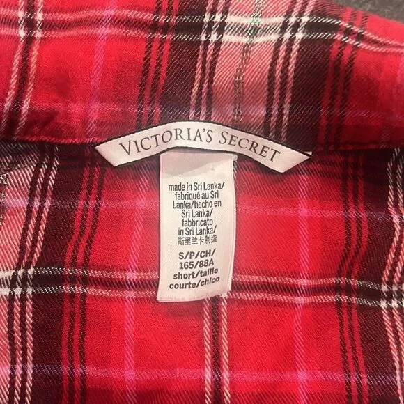 62. Size S Victoria’s Secret Paid flannel button down night shirt - Picture 3 of 9